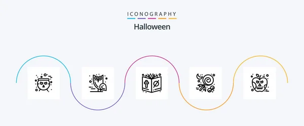 Halloween Line Icon Pack Including Apple Halloween Bible Celebration Religion — Image vectorielle