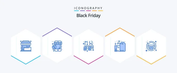 Black Friday Blue Icon Pack Including Gift Badge Store Store — Stockvector