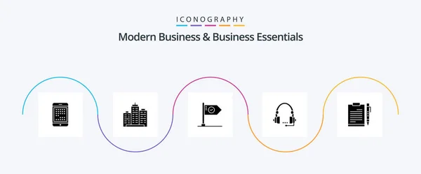 Modern Business Business Essentials Glyph Icon Pack Including Goal Business — 图库矢量图片