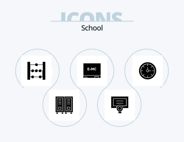 School Glyph Icon Pack Icon Design Time Clock Abacus Alarm — Stockvektor