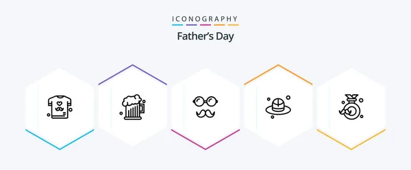 Fathers Day Line Icon Pack Including Father Badge Avatar Fathers — Image vectorielle