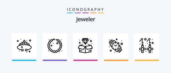 Jewellery Line Icon Pack Including Gems Gift Earrings Ornament Creative — Vector de stock