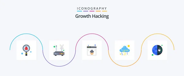 Hacking Flat Icon Pack Including Digital Cloud Router Binary Hacker — Image vectorielle