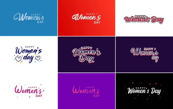 Pink Happy Women Day Typographical Design Elements Use International Women — Vetor de Stock