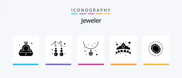 Jewellery Glyph Icon Pack Including Jewelry Jewel Accessories Jewelry Crown — Stockvektor