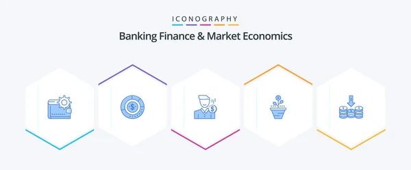 Banking Finance Market Economics Blue Icon Pack Including Male Cost — Stockvector