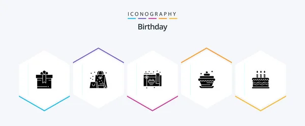 Birthday Glyph Icon Pack Including Cake Party Birthday Candle — Vector de stock