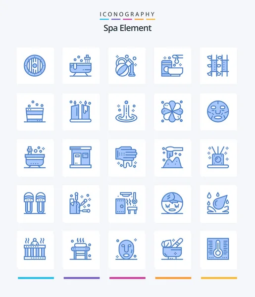 Creative Spa Element Blue Icon Pack Massage Web Olive Wax — Archivo Imágenes Vectoriales