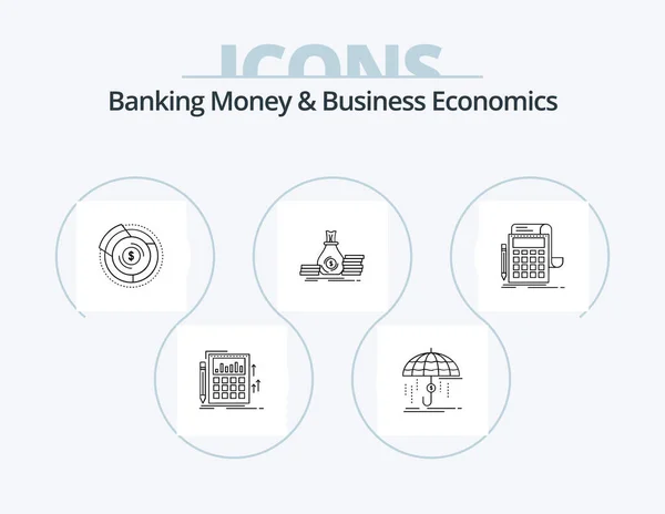 Banking Money Business Economics Line Icon Pack Icon Design Banking — Vetor de Stock