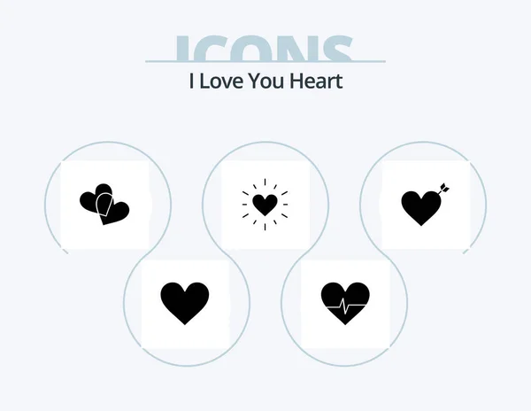 Heart Glyph Icon Pack Icon Design Heart Favorites Arrow Love — Stock Vector
