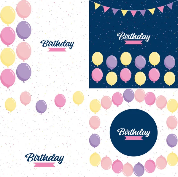 Retro Happy Birthday Design Bold Colorful Letters Vintage Texture — Stockvector