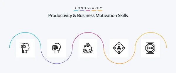 Productivity Business Motivation Skills Line Icon Pack Including Distractions Social — Stockvektor