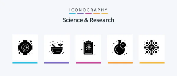 Science Glyph Icon Pack Including Study Molecule Clipboard Cell Blub — 图库矢量图片
