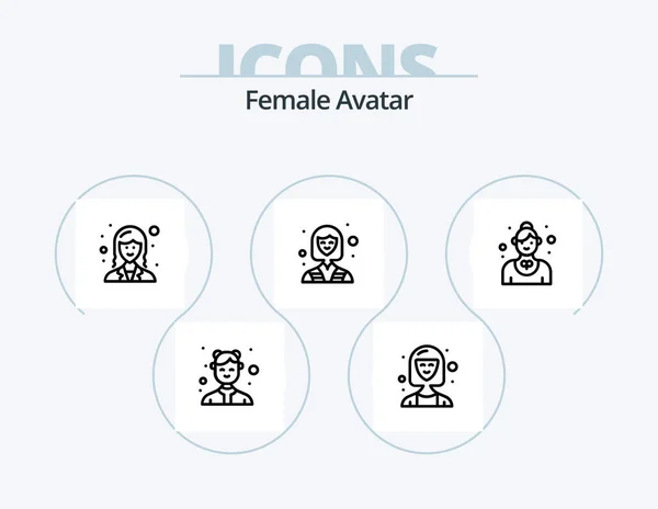 Female Avatar Line Icon Pack Icon Design Female Virtual Reality — Archivo Imágenes Vectoriales