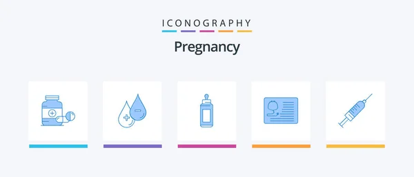Pregnancy Blue Icon Pack Including Stethoscope Milk Liquid Baby Bottle — Stock Vector
