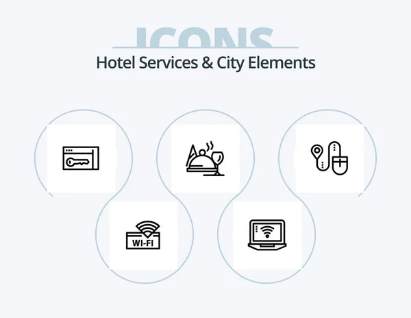 Hotel Services City Elements Line Icon Pack Icon Design Tea — Stockvektor