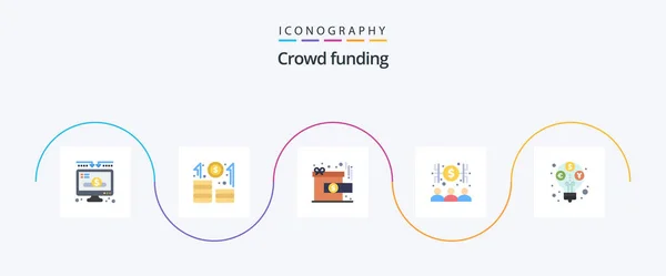 Crowdfunding Flat Icon Pack Including Profit Money Achievement Economist Banker — Stock Vector