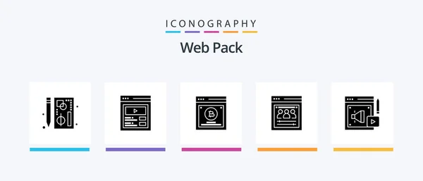 Web Pack Glyph Icon Pack Including Web Веб Разработчики Web — стоковый вектор