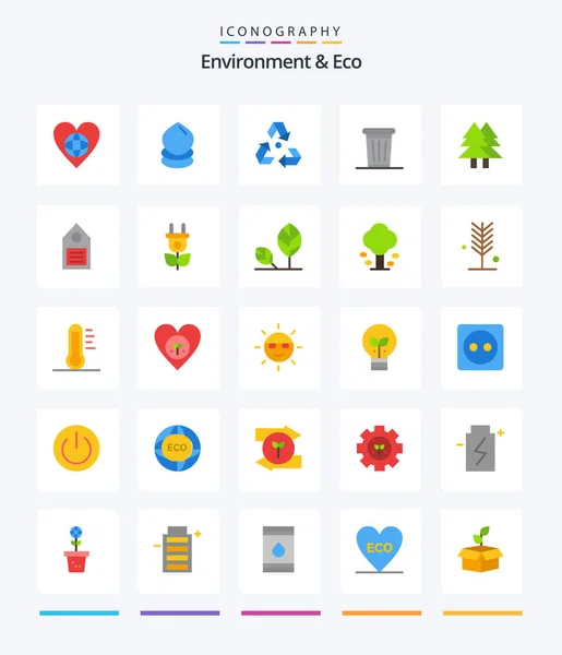 Creative Environment Eco Flat Icon Pack Tree Растение Окружающей Среды — стоковый вектор