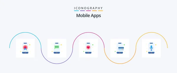 Mobile Apps Flat Icon Pack Including Audio Recognition Mobile Messenger — Archivo Imágenes Vectoriales