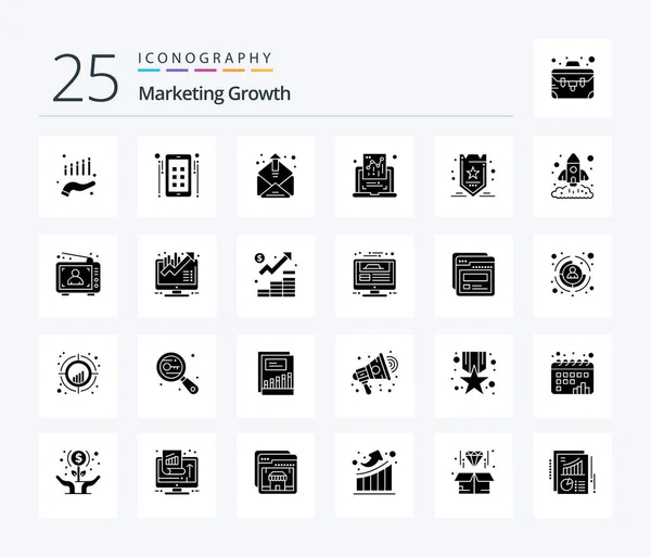 Marketing Growth Solid Glyph Icon Pack Including Optimization Report Contact — Stock vektor