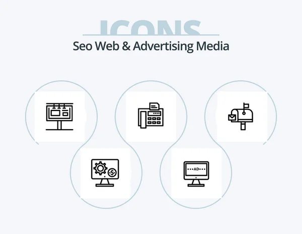 Seo Web Advertising Media Line Icon Pack Icon Design Graph — Stockvektor