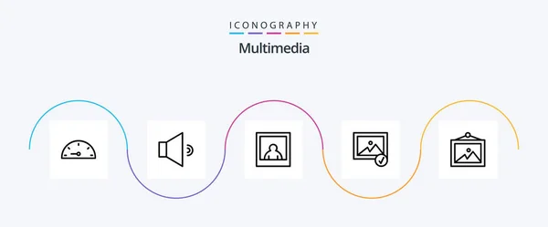 Multimedia Line Icon Pack Including Image Picture — Archivo Imágenes Vectoriales