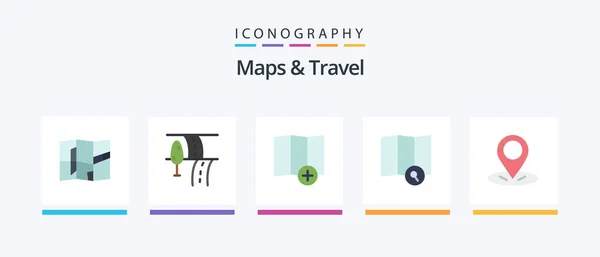 Maps Travel Flat Icon Pack Including New Pin Gps Creative — Stockvektor