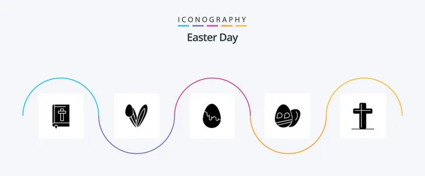Easter Glyph Icon Pack Including Cross Celebration Decoration Holiday Egg — 图库矢量图片