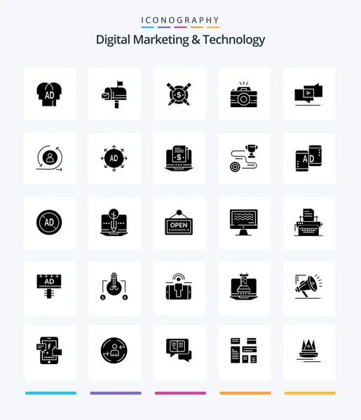 Creative Digital Marketing Technology Glyph Solid Black Icon Pack Marketing — Image vectorielle