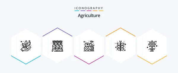 Agriculture Line Icon Pack Including Harvesting Farming Vegetable Farm Tractor — Vetor de Stock