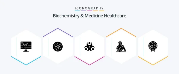 Biochemistry Medicine Healthcare Glyph Icon Pack Including Viruses Medical Hazard — Stock Vector