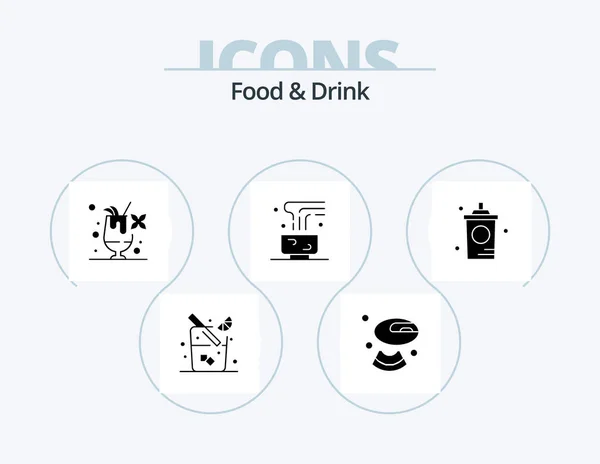 Food Drink Glyph Icon Pack Icon Design Coffee Hot Drink — Vetor de Stock