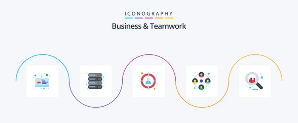 Business Teamwork Flat Icon Pack Including Graph Analytics Employee Work — Stok Vektör