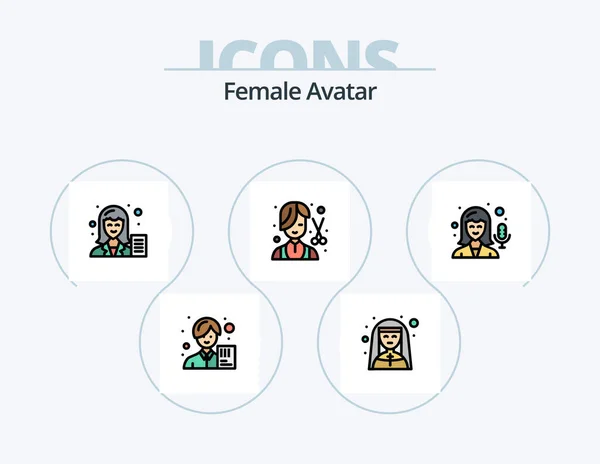 Female Avatar Line Filled Icon Pack Icon Design Leisure Female — Stok Vektör