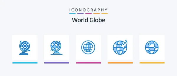 Globe Blue Icon Pack Including Globe World Creative Icons Design — Archivo Imágenes Vectoriales