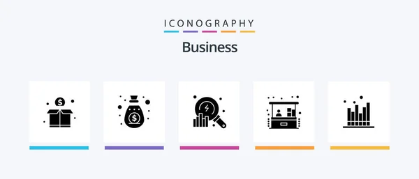 Business Glyph Icon Pack Including Economics Small Business Analysis Investment — Image vectorielle