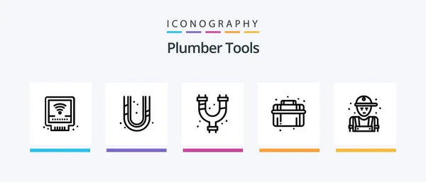 Plumber Line Icon Pack Including Plumber Shower Mechanical Plumbing Mechanical — Stock Vector