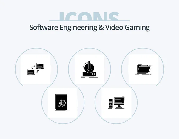 Software Engineering Video Gaming Glyph Icon Pack Icon Design Dlc — Stok Vektör