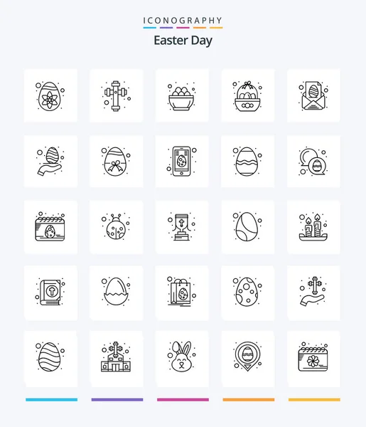 Creative Easter Outline Icon Pack Egg Egg Easter Easter Bowl — Stock Vector