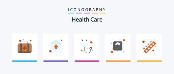 Health Care Flat Icon Pack Including Drug Weight Diagnosis Weigh — Stockvector