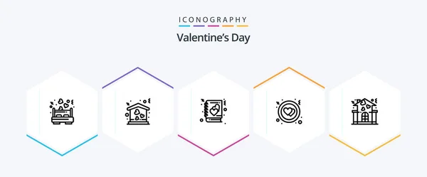 Valentines Day Line Icon Pack Including Love Family Book Love — Stock Vector