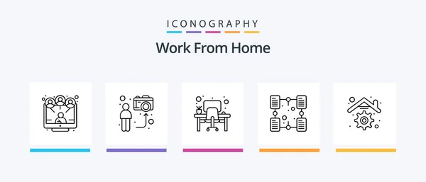 Work Home Line Icon Pack Including Advertisement Laptop Chat Home — Stockový vektor
