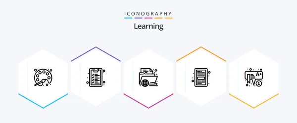 Learning Line Icon Pack Including Education File Education Education Book — Stockvector