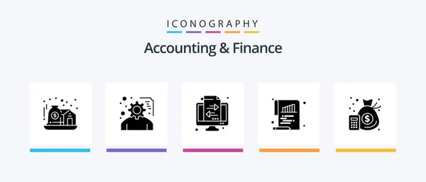 Accounting Finance Glyph Icon Pack Including Finance Paper Banking Document — Stok Vektör