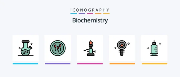 Biochemistry Line Filled Icon Pack Including Chemistry Biochemistry Temperature Meter — Image vectorielle