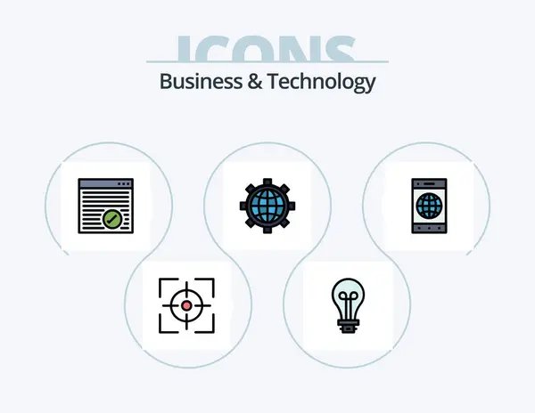 Business Technology Line Filled Icon Pack Icon Design Cart Event — Stock vektor