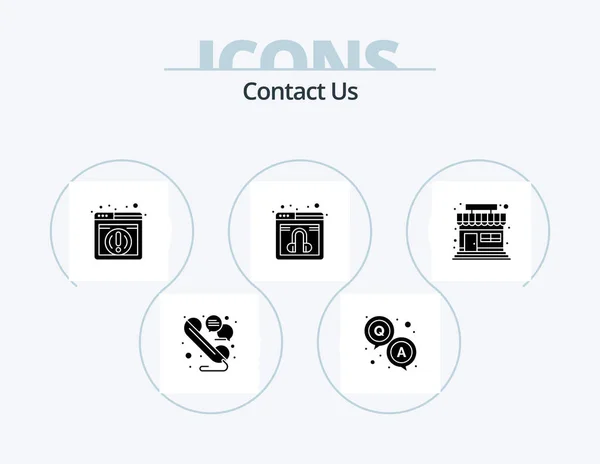 Contact Glyph Icon Pack Icon Design Store Market Information Service — Stockvektor