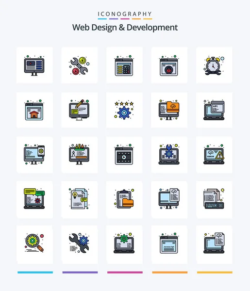Creative Web Design Development Line Filled Icon Pack Repair Timer — Archivo Imágenes Vectoriales