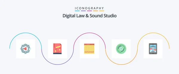 Digital Law Sound Studio Flat Icon Pack Including Law Court — Stok Vektör